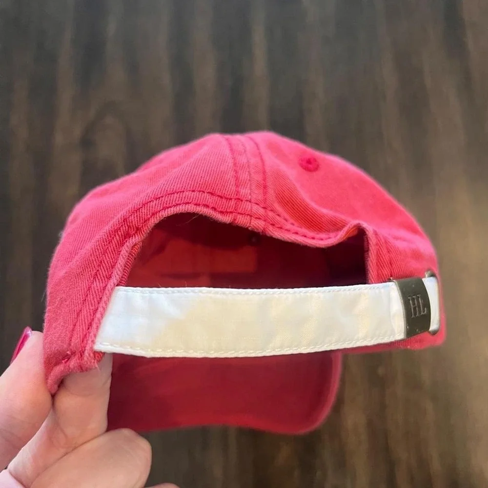 Harding Lane Kids Needlepoint Football Baseball Hat Red Pink Adjustable Cap